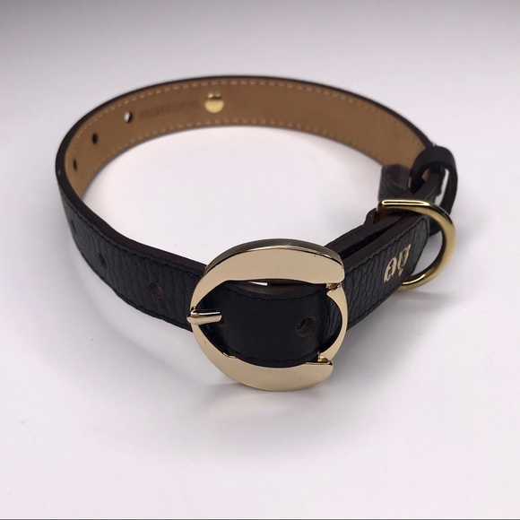 MOSHIQA Other - MOSHIQA Brown Leather Gold Hardware Dog Collar M Luxury Designer Pet Fancy